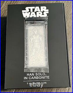 2022 Niue 3 oz. 999 Silver $10 Star Wars Han Solo in Carbonite Bar 2305/5000