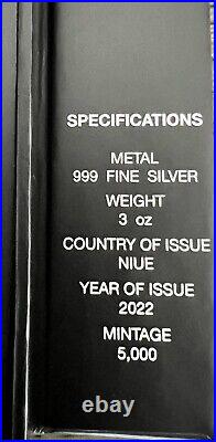 2022 Niue 3 oz. 999 Silver $10 Star Wars Han Solo in Carbonite Bar 2305/5000