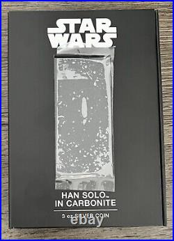 2022 Niue 3 oz. 999 Silver $10 Star Wars Han Solo in Carbonite Bar 2305/5000