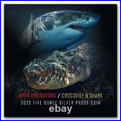 2022 Niue 5 oz Silver Apex Predators Shark vs Crocodile SKU#255910