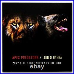 2022 Niue 5 oz Silver Proof Apex Predators Lion vs Hyenas SKU#242693