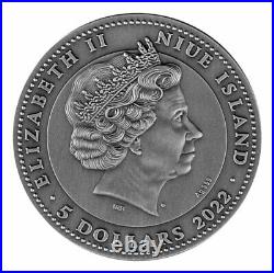 2022 Niue Alchemist High Relief 2 oz Silver Antiqued $5 Coin OGP