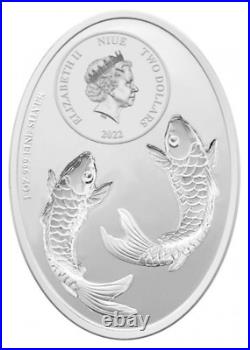 2022 Niue Auspicious Koi High Relief 1 oz Silver $2 Coin