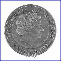 2022 Niue Chinese Calendar High Relief 2 oz Silver Antiqued $2 Coin OGP PRESALE