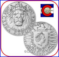 2022 Niue Czech Republic Lion 0.999 10 oz Silver BU Coin in Capsule