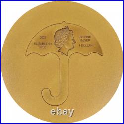 2022 Niue Dalgona Honeycomb Umbrella Shaped 2oz Silver Coloured Coin