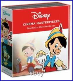 2022 Niue Disney Cinema Masterpieces Pinocchio 3oz Coloured Silver Coin