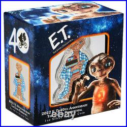 2022 Niue E. T. Extra Terrestrial 40th Anniv 1 oz Colorized Shaped Silver Coin ET