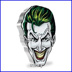 2022 Niue Faces of Gotham Joker Colorized Shaped 1 oz. 999 Silver Proof Coin