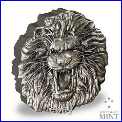 2022 Niue Fierce Nature Lion 2oz Silver Antique Coin