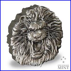 2022 Niue Fierce Nature Lion 2oz Silver Antique Coin Mintage of only 2000