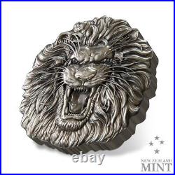 2022 Niue Fierce Nature Lion 2oz Silver Antique Coin Mintage of only 2000