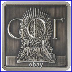 2022 Niue Game of Thrones Iron Throne 1 oz Silver Antiqued $2 Coin OGP