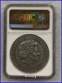 2022 Niue Hermes & Mercury $5 2 oz Silver Antique Coin MS 70