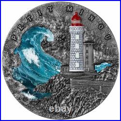 2022 Niue Lighthouse Petit Minou 2oz Silver Antiqued Colorized Coin 2022 Niue Lighthouse Petit Minou 2oz Silver Antiqued Colorized Coin