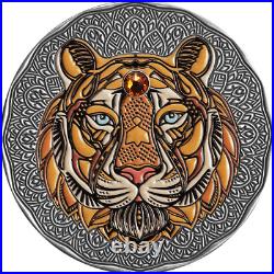2022 Niue Mandala Collection Tiger Antique Finish 2oz Silver Coin