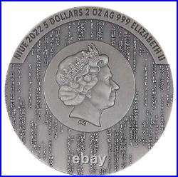 2022 Niue Matrix 2oz Silver High Relief Antiqued UV Printed Coin