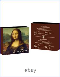 2022 Niue Mona Lisa Colorized 1 oz. 999 Silver Proof Coin 40mm x 40mm
