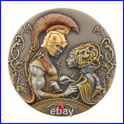 2022 Niue Myths of Love Medea and Jason's Love 2oz Silver Antiqued Coin