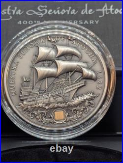 2022 Niue Nuestra Senora de Atocha 2oz Silver Antiqued Coin with real Atocha inlay