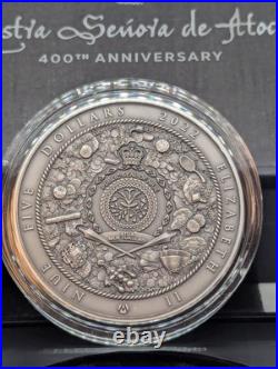 2022 Niue Nuestra Senora de Atocha 2oz Silver Antiqued Coin with real Atocha inlay