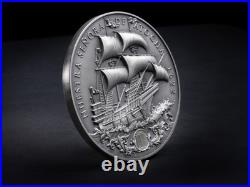 2022 Niue Nuestra Senora de Atocha 2oz Silver Antiqued Coin with real Atocha inlay