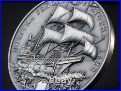 2022 Niue Nuestra Senora de Atocha 2oz Silver Antiqued Coin with real Atocha inlay
