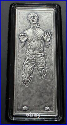 2022 Niue STAR WARS HAN SOLO In Carbonite 1 OZ Fine Silver MINTAGE 5000 2022 Niue STAR WARS HAN SOLO In Carbonite 1 OZ Fine Silver MINTAGE 5000