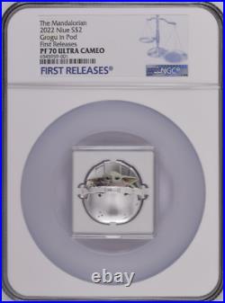 2022 Niue Star Wars Grogu Pod 1 oz Silver Coin NGC PF 70 First Releases
