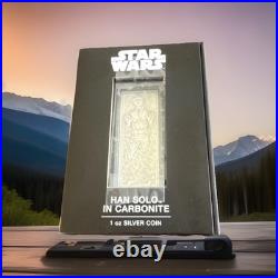 2022 Niue Star Wars Han Solo Carbonite Bar 1oz Silver Proof Coin NEW withOGP #4869