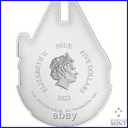 2022 Niue Star Wars Millennium Falcon 3 oz Silver Shaped Coin -Mintage 3000