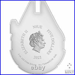 2022 Niue Star Wars Millennium Falcon Shaped 3 oz. 999 Silver Coin 3000 Minted