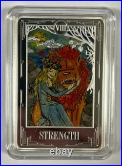 2022 Niue Tarot Card VIII Strength 1 Oz Silver Proof Coin Bar 2,000 Mintage 2022 Niue Tarot Card VIII Strength 1 Oz Silver Proof Coin Bar 2,000 Mintage