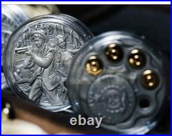 2022 Niue The Gangsters Bonnie & Clyde UHR 2 oz Silver Antiqued Coin 500 Made