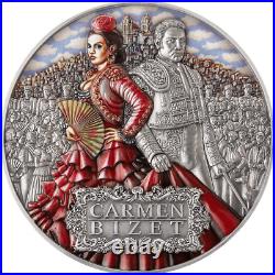 2022 Niue Titans of Music Carmen 2oz Silver Antique Finish Coin