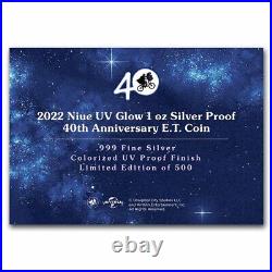2022 Niue UV Glow 1 oz Silver Proof $2 E. T. 40th Anniversary SKU#243716