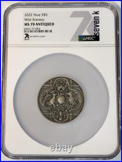 2022 Niue Wild Scenery High Relief 2 Oz Silver Coin NGC MS70 Antiqued