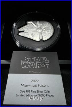 2022 Star Wars Millennium Falcon Shaped 3oz Silver Coin (NIUE) #2983/3000