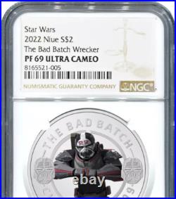 2022 Star Wars The Bad Batch Wrecker 1 Oz. Silver Coin Ngc Pf69 Ultra Cam