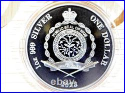 2023 1 oz. 999 Silver Black Proof Niue Silver Australia At Night Flying Fox Bat