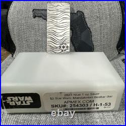 2023 $2 Niue 1 oz Silver Star Wars The Mandalorian Beskar Bar 2023 $2 Niue 1 oz Silver Star Wars The Mandalorian Beskar Bar