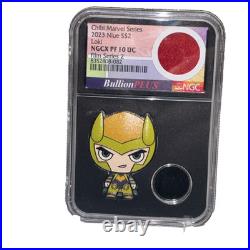 2023 $2 Niue Marvel Loki NGC 1 oz 999 Silver Chibi Coin with Worn Thor Cape Cut