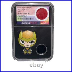 2023 $2 Niue Marvel Loki NGC 1 oz 999 Silver Chibi Coin with Worn Thor Cape Cut