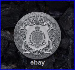 2023 2 Oz Silver $5 Niue SPARTA Antique Finish Gilded Coin