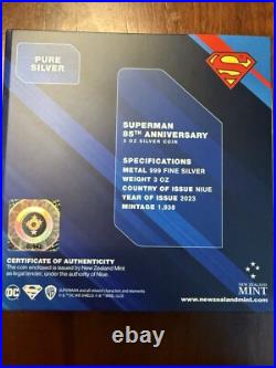 2023 3oz DC Comics Superman 85th Anniversary Silver Niue Coin New Zealand Mint 2023 3oz DC Comics Superman 85th Anniversary Silver Niue Coin New Zealand Mint