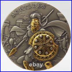 2023 $5 Niue Achilles 2 oz High Relief Silver Antiqued and Gold Gilded NGCX MS10