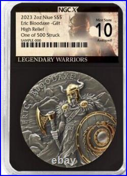 2023 $5 Niue Eric Bloodaxe 2 oz High Relief Silver Antiqued -A1 L091423