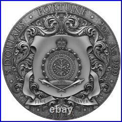 2023 $5 Niue Gilded Fortuna 2 oz High Relief Silver Antiqued and Gold Gilded