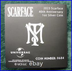 2023 Al Pacino Scarface 40th Anniversary 1oz. 999 Silver Niue $2 Coin, Box & COA