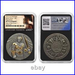 2023 Julius Caesar 2 oz High Relief Silver Antiqued & Gold Gilded NGC MS70